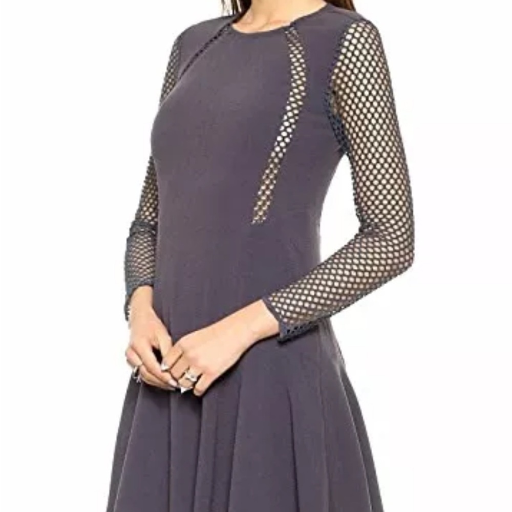 Elegant Gray Mesh Sleeve Dress